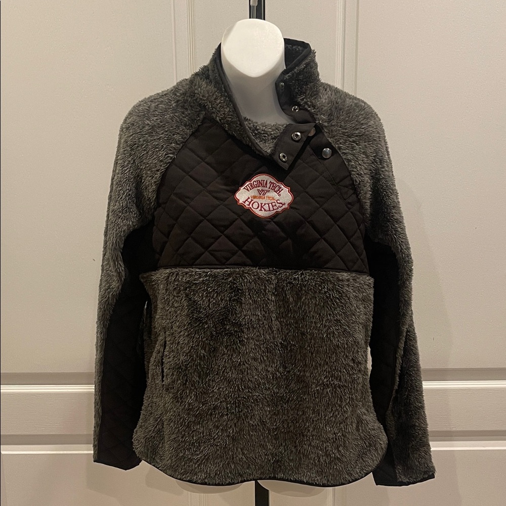 Virginia Tech Boxercraft Black and Gray Quilted Sweater